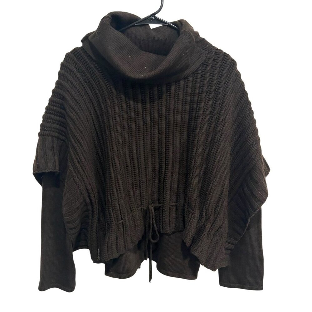 Cache Cache Cowl Neck Layered Pullover Sweater Br… - image 1